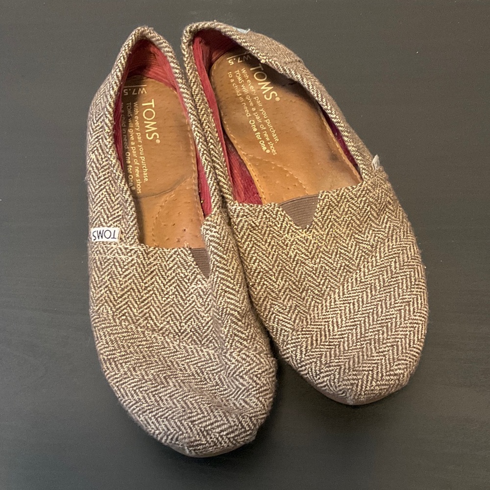 TOMS Women's Herringbone Brown Flats
